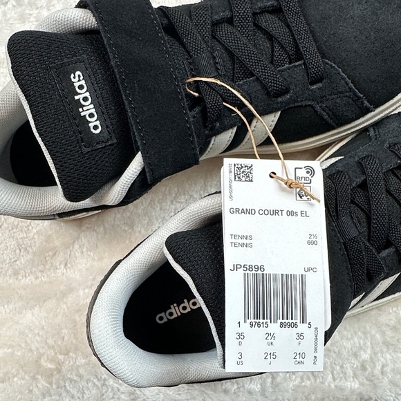 Adidas Kids Sz 3 Black and White Sneakers Grand Court 00s EL - Picture 3 of 9